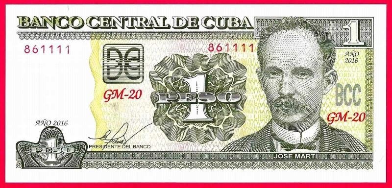 Banknot Kuba 1 Peso 2016  UNC